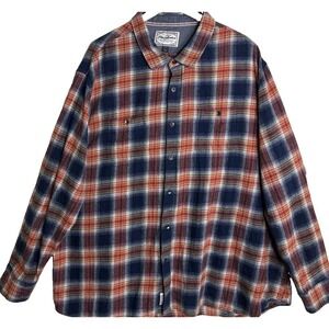 Flag & Anthem Plaid Flannel Button Up Shirt Mens 3XL Red Blue Outdoor Utility